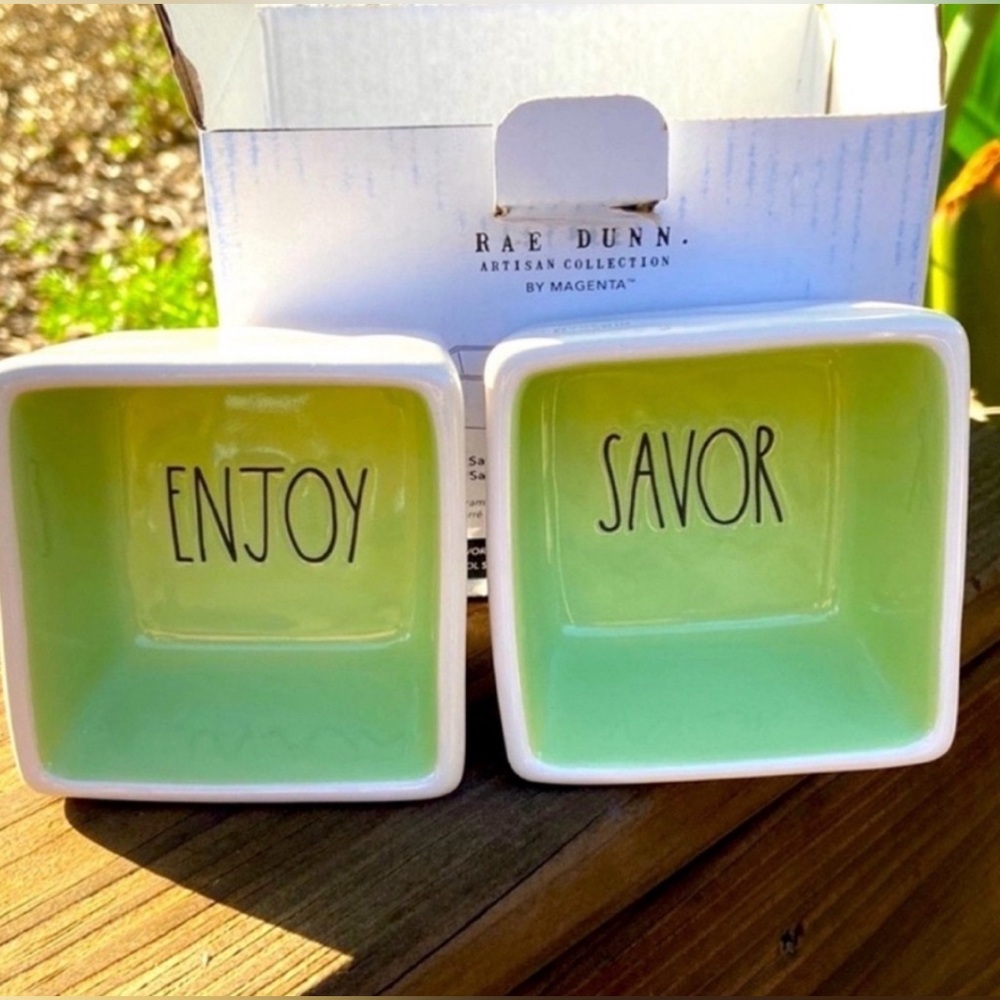 RAE DUNN ARTISAN COLLECTION
"SAVOR AND ENJOY SQUARE
BOWL SET